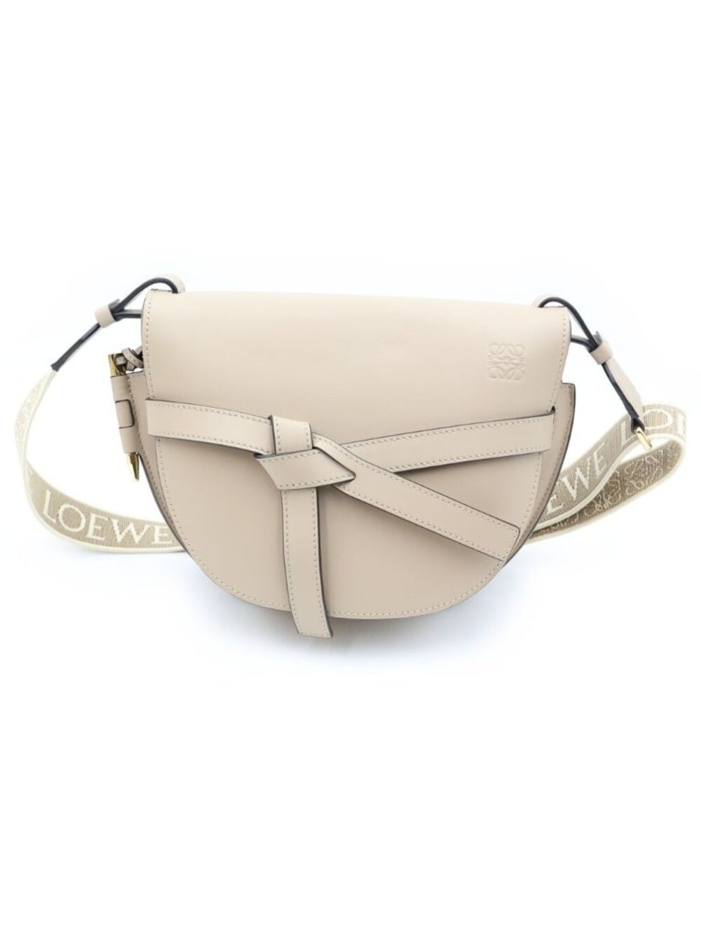 Loewe Gate Dual Small Shoulder Bag Messenger Soft Calfskin Sand Greige